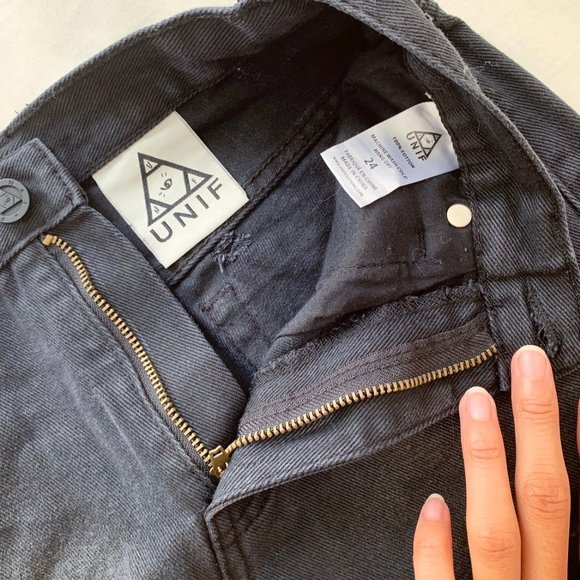 NWT - UNIF Black Ripped Denim Shorts - Picture 3 of 3